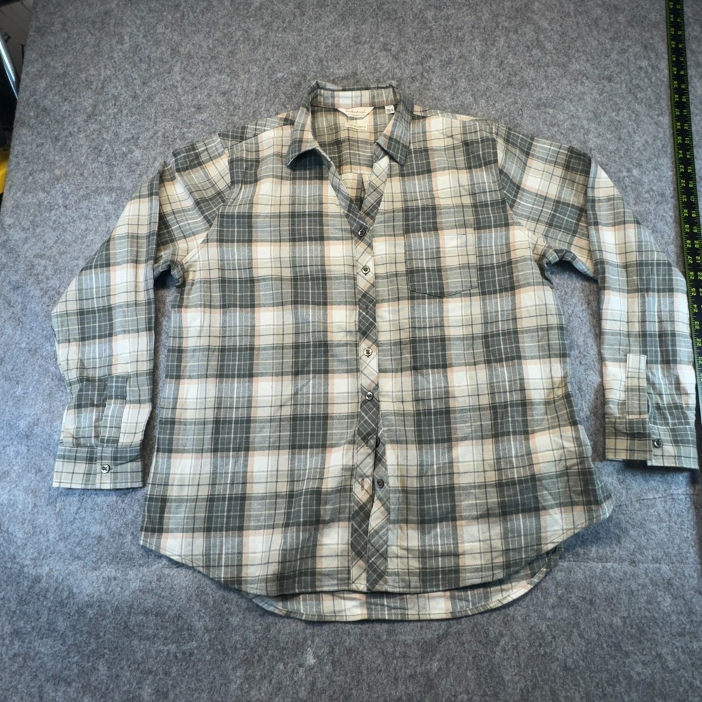 Weatherproof Vintage Womens Flannel Shirt Plaid Button Down Pink Large